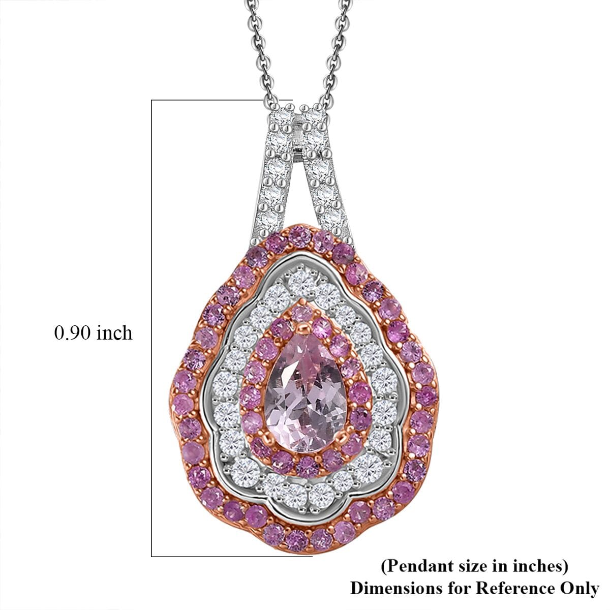 D'Joy Narsipatnam Pink Spinel and Multi Gemstone 1.30 ctw Rose Aegis Pendant Necklace in 18K Vermeil RG & Rhodium Over Sterling Silver 20 Inches image number 4