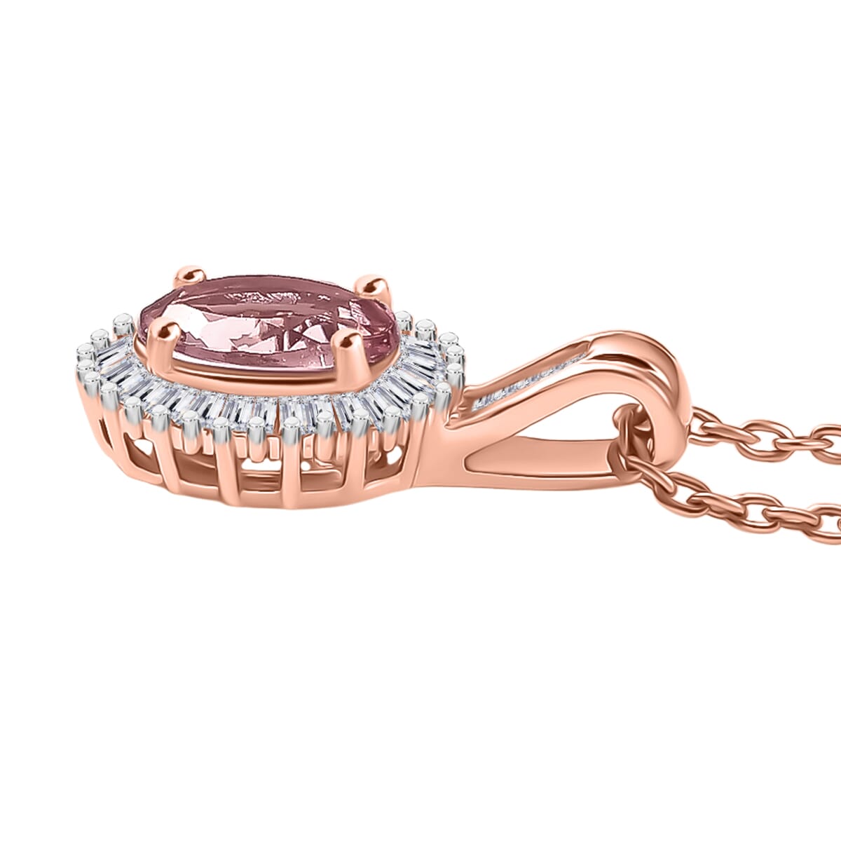 Luxoro AAA Narsipatnam Pink Spinel and I2 Diamond 1.15 ctw Love's Embrace Pendant Necklace in 10K Rose Gold 20 Inches image number 3