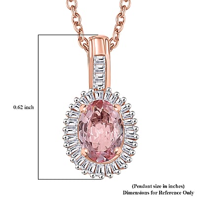Luxoro AAA Narsipatnam Pink Spinel and I2 Diamond 1.15 ctw Love's Embrace Pendant Necklace in 10K Rose Gold 20 Inches