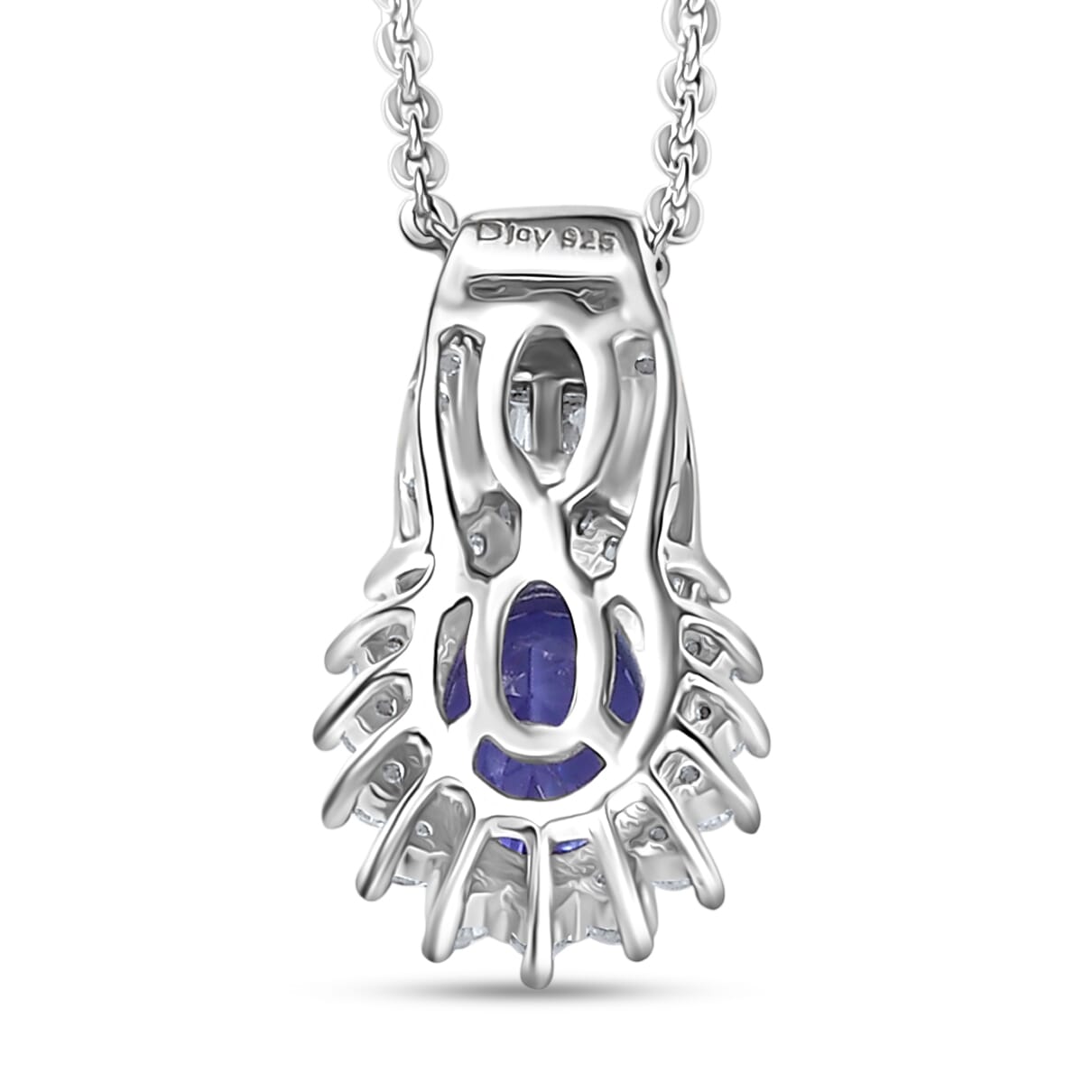 D'Joy AAA Tanzanite and White Zircon 1.30 ctw Starburst Pendant Necklace in Rhodium Over Sterling Silver 20 Inches image number 4