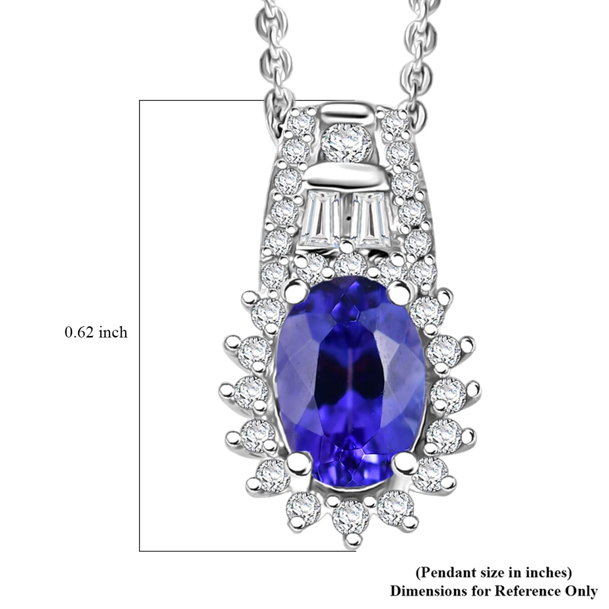 D'Joy AAA Tanzanite and White Zircon 1.30 ctw Starburst Pendant Necklace in Rhodium Over Sterling Silver 20 Inches image number 6