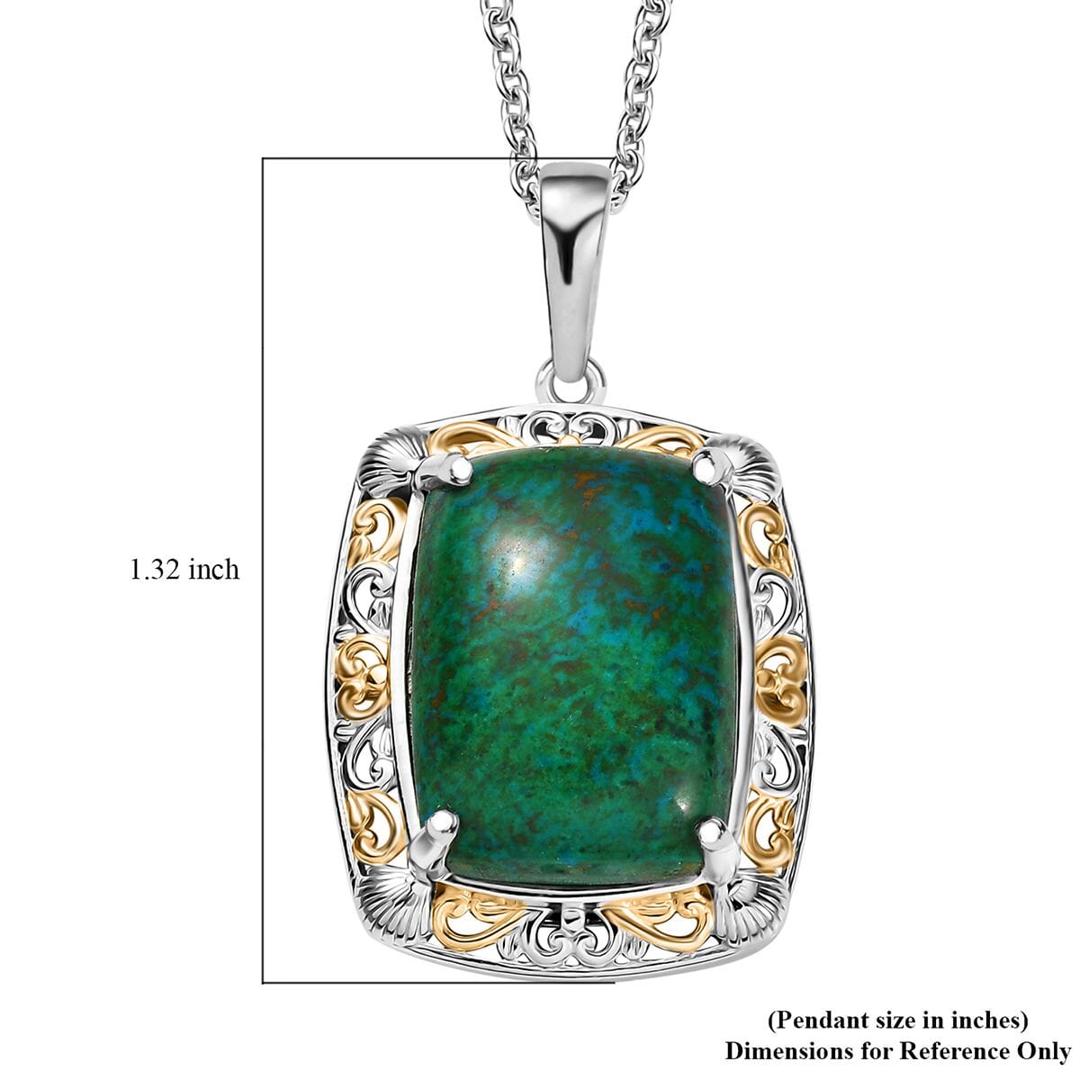 Ever True Chrysocolla 16.75 ctw Sea Shell Pendant in 18K YG Platd and Platinum Bond with Stainless Steel Necklace 20 Inches image number 5
