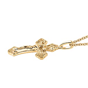 EverTrue Bronzella Collection Jesus Cross Pendant in 18K YG Plated Bronze with ION Plated YG Stainless Steel Necklace (20 Inches)