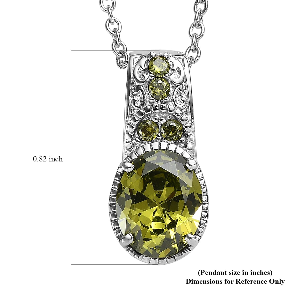Simulated Green Diamond 4.60 ctw Pendant Necklace in Stainless Steel 20 Inches image number 5