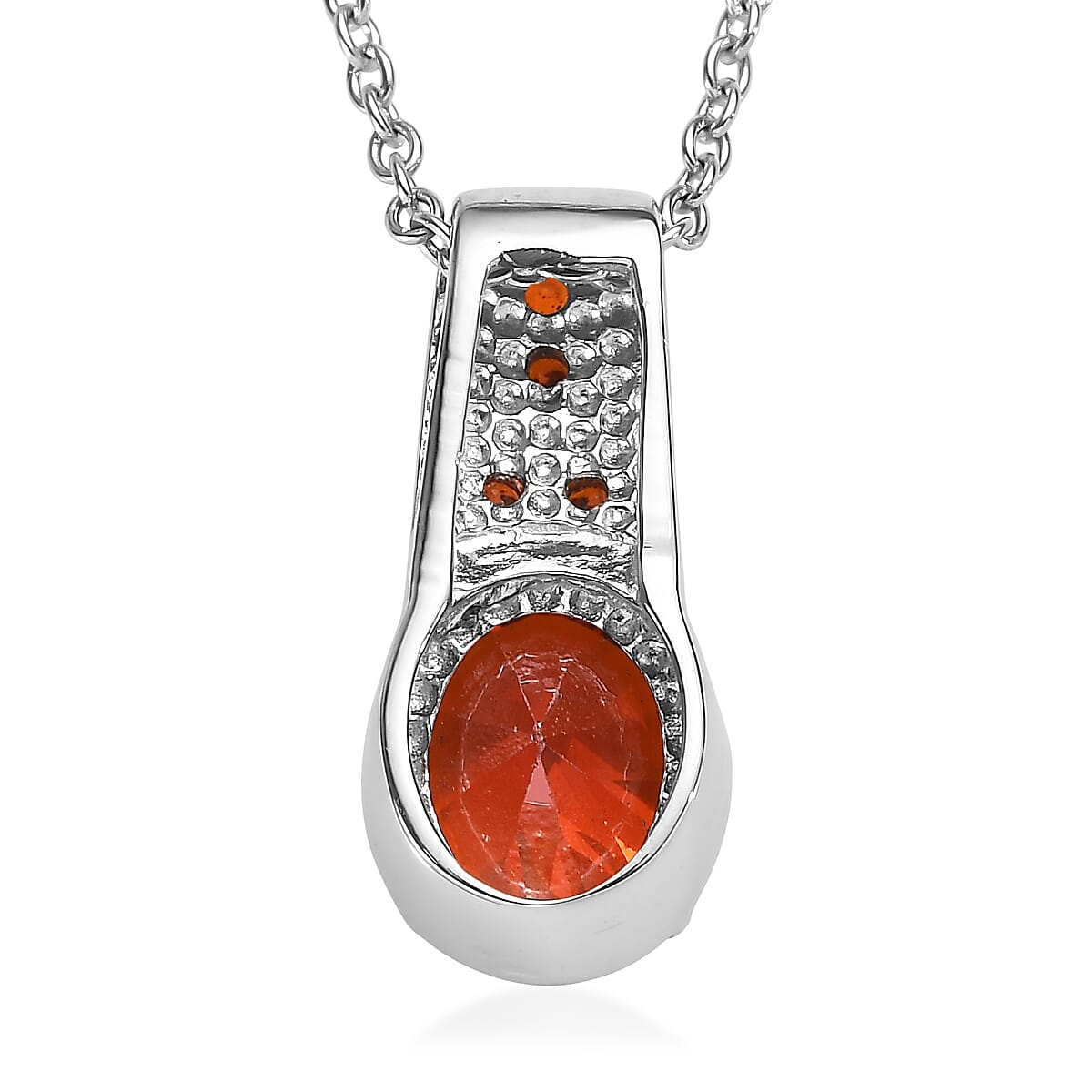 Simulated Red Diamond 4.60 ctw Pendant Necklace in Stainless Steel 20 Inches image number 4