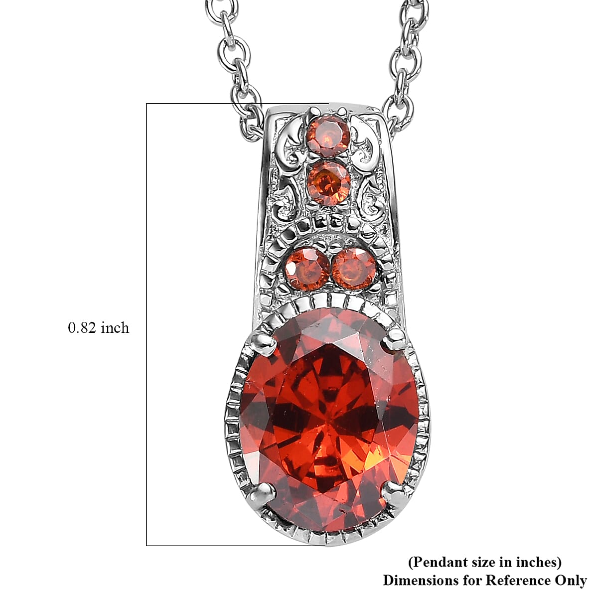 Simulated Red Diamond 4.60 ctw Pendant Necklace in Stainless Steel 20 Inches image number 6
