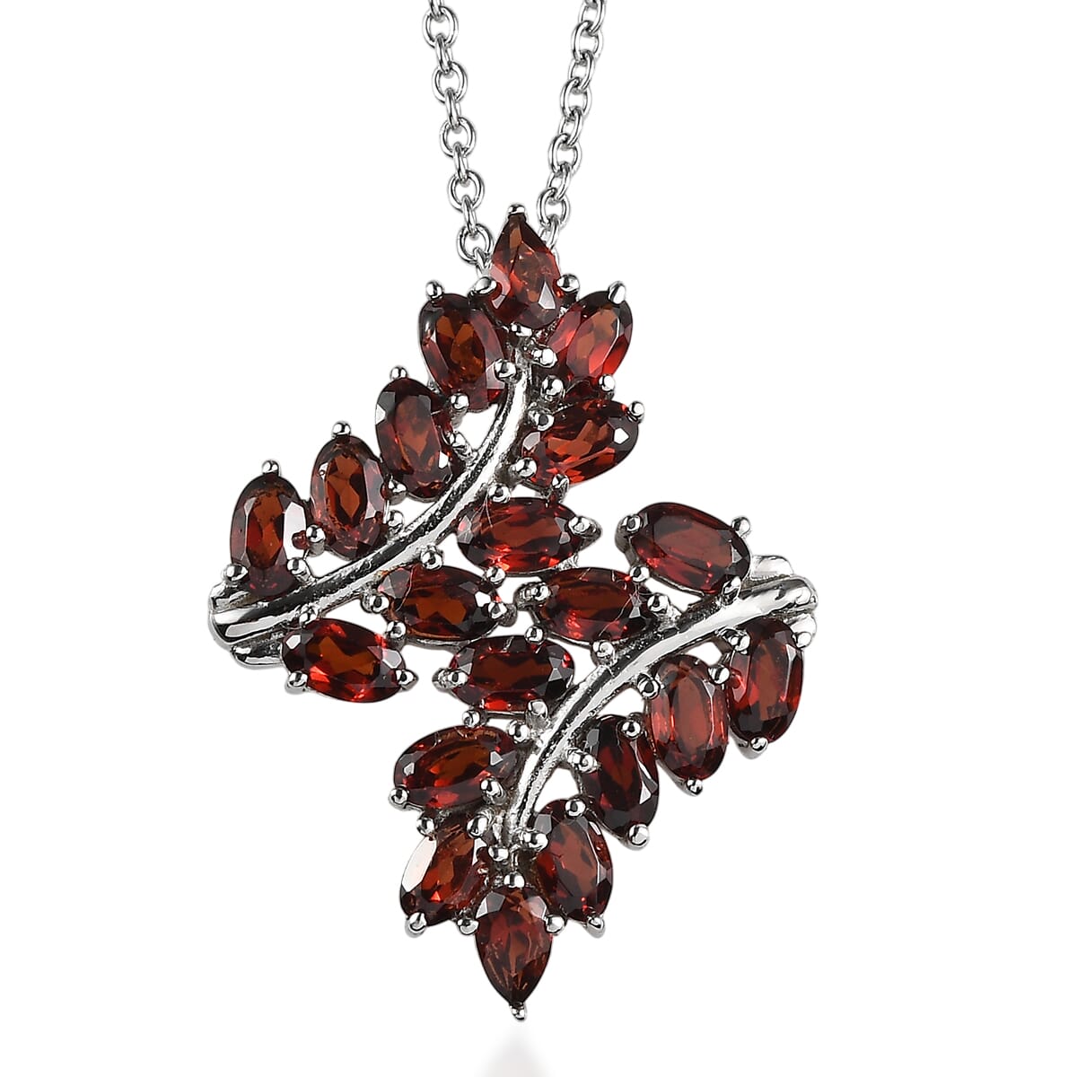 EverTrue Mozambique Garnet 5.75 ctw Pendant Necklace 20 Inches in Stainless Steel  image number 0