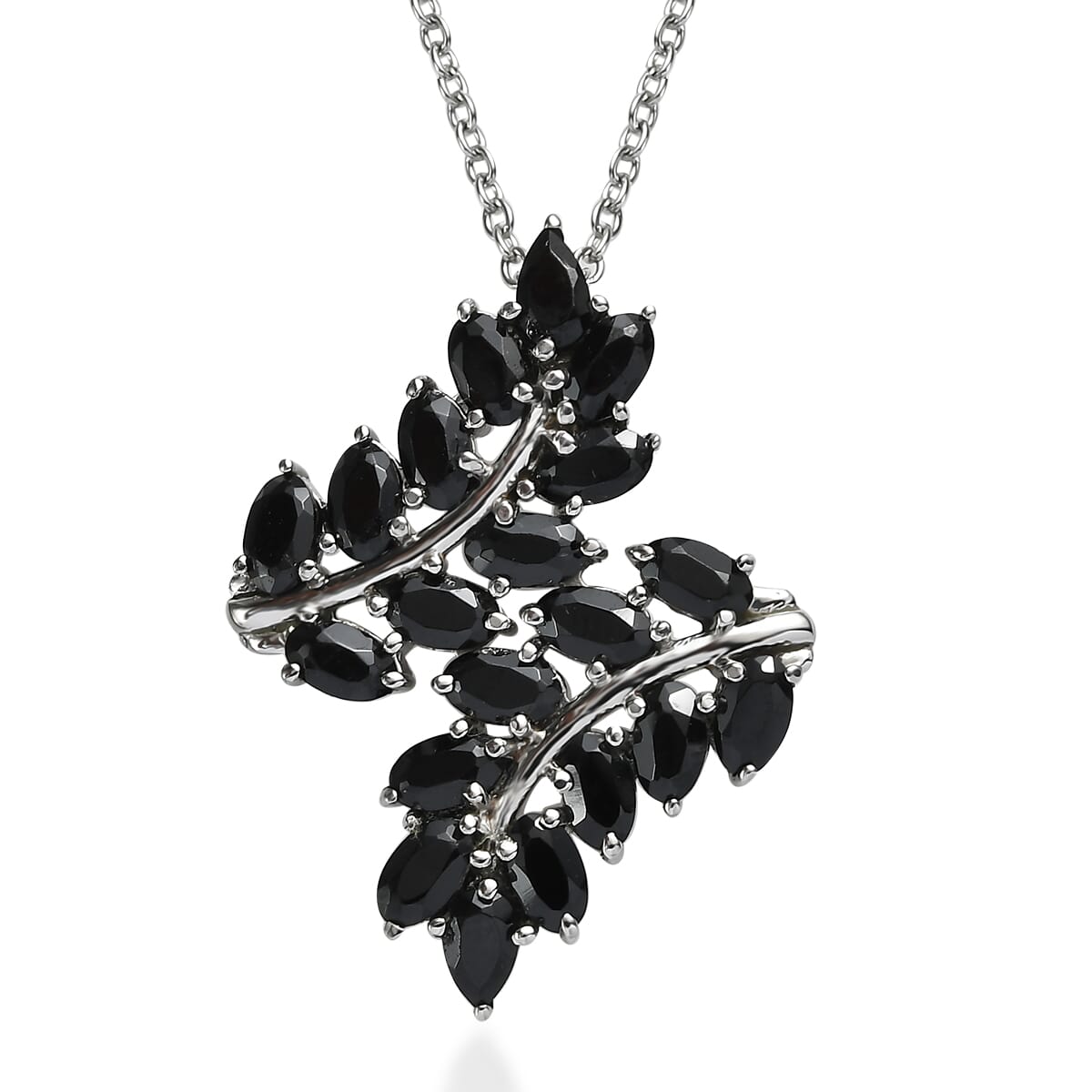 EverTrue Thai Black Spinel 6.15 ctw Pendant Necklace 20 Inches in Stainless Steel image number 0