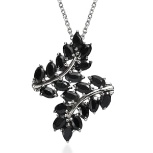 EverTrue Thai Black Spinel 6.15 ctw Pendant Necklace 20 Inches in Stainless Steel