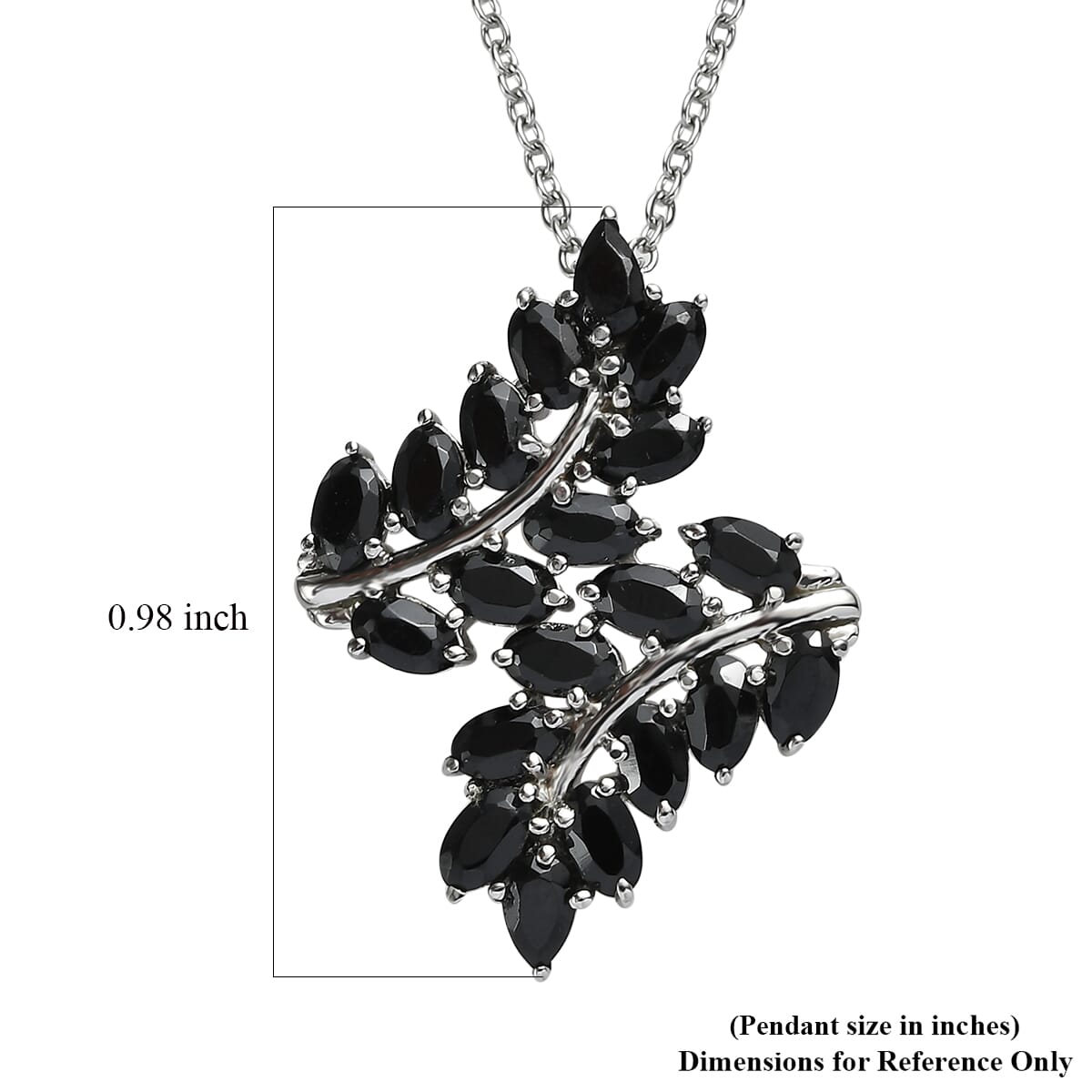 EverTrue Thai Black Spinel 6.15 ctw Pendant Necklace 20 Inches in Stainless Steel image number 5