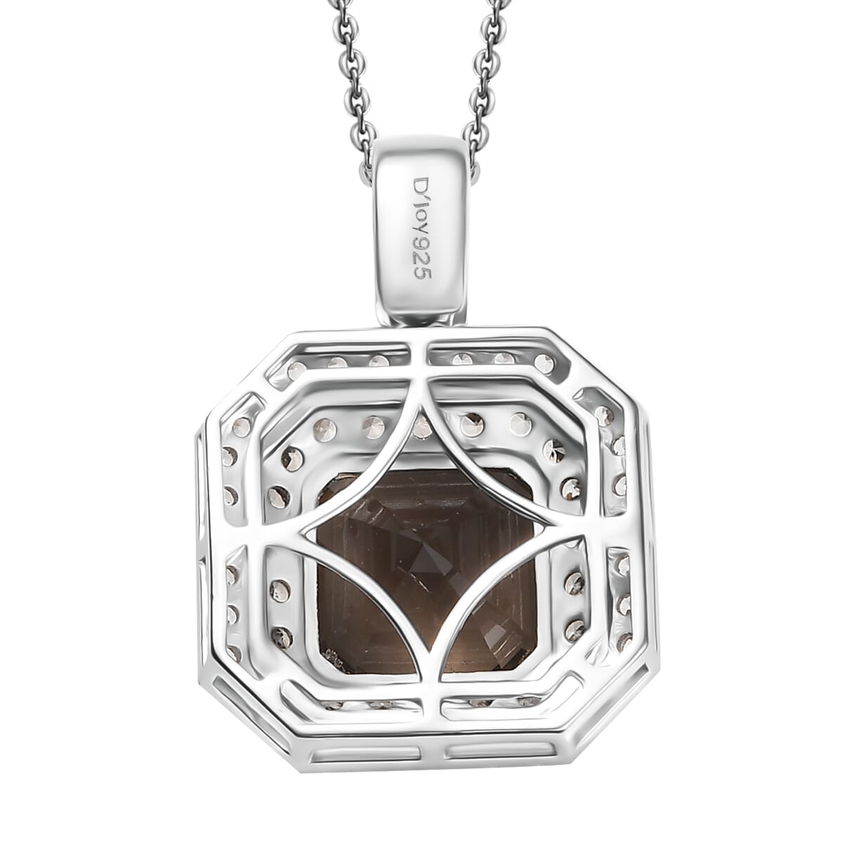 D'Joy Asscher Cut Columbianite and Multi Gemstone 5.70 ctw Pendant Necklace 20 Inches in Rhodium Over Sterling Silver image number 4
