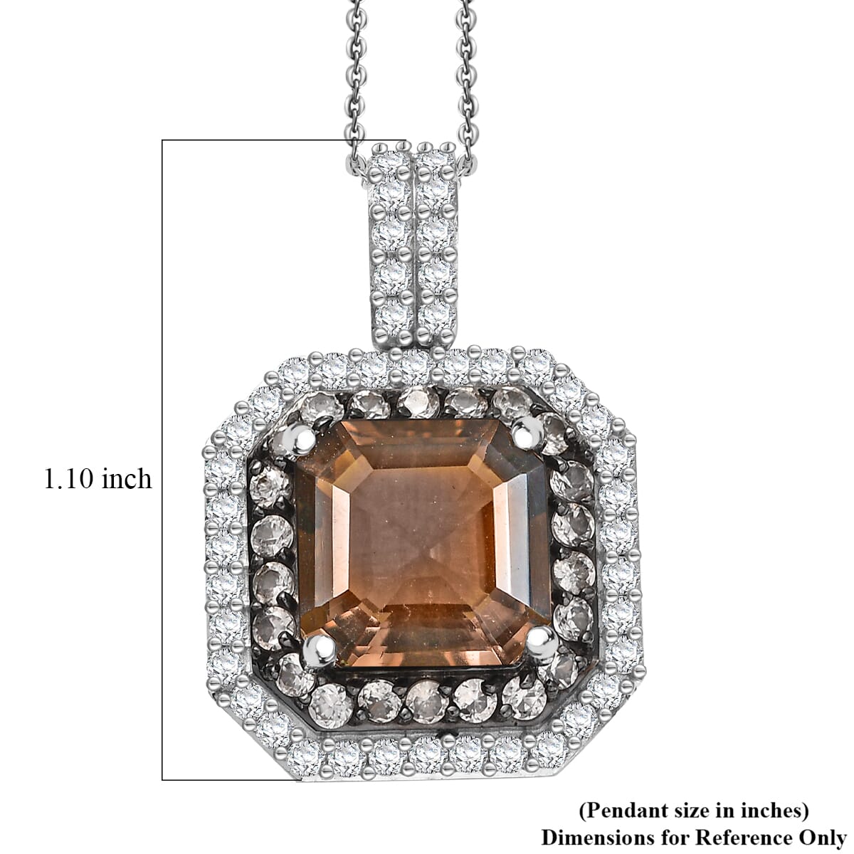 D'Joy Asscher Cut Columbianite and Multi Gemstone 5.70 ctw Pendant Necklace 20 Inches in Rhodium Over Sterling Silver image number 5