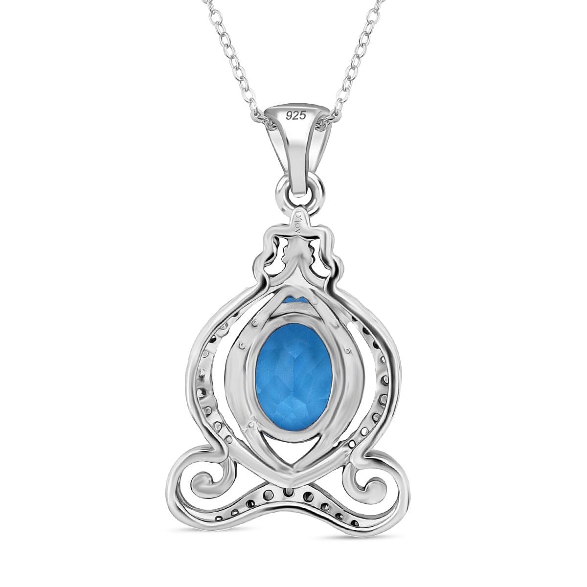 Swiss Blue Topaz and White Zircon 2.40 ctw Pendant Necklace (18 Inches) in Rhodium Over Sterling Silver