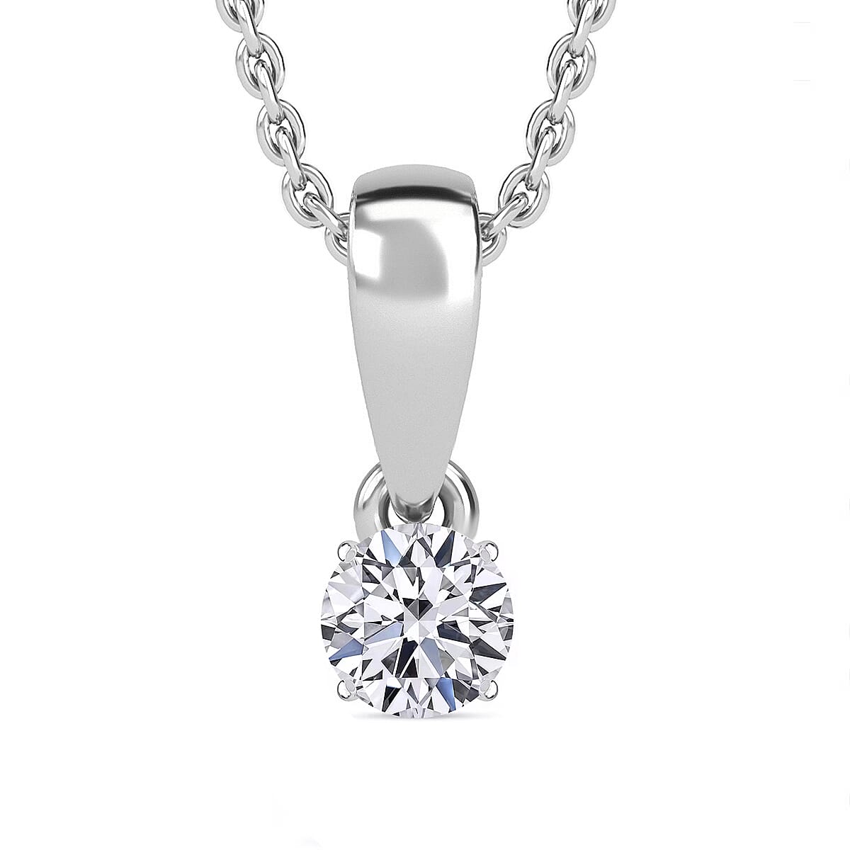 Luxuriant Lab Grown Diamond E-F VS Solitaire 0.50 ctw Pendant Necklace in Rhodium Over Sterling Silver 20 Inches  image number 0