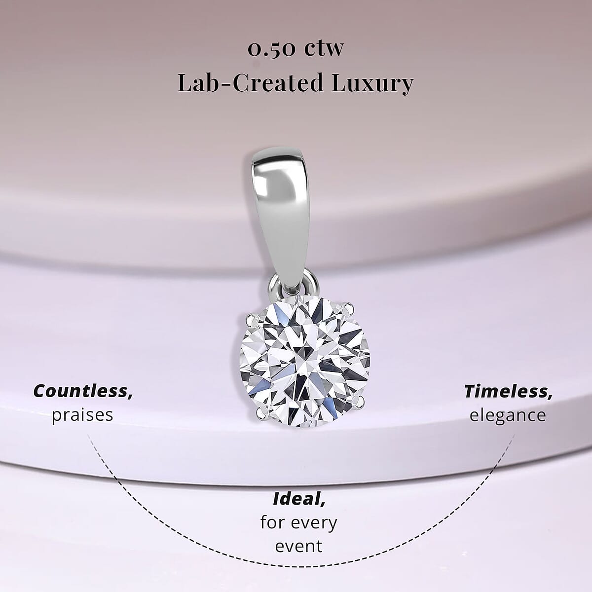 Luxuriant Lab Grown Diamond E-F VS Solitaire 0.50 ctw Pendant Necklace in Rhodium Over Sterling Silver 20 Inches  image number 2