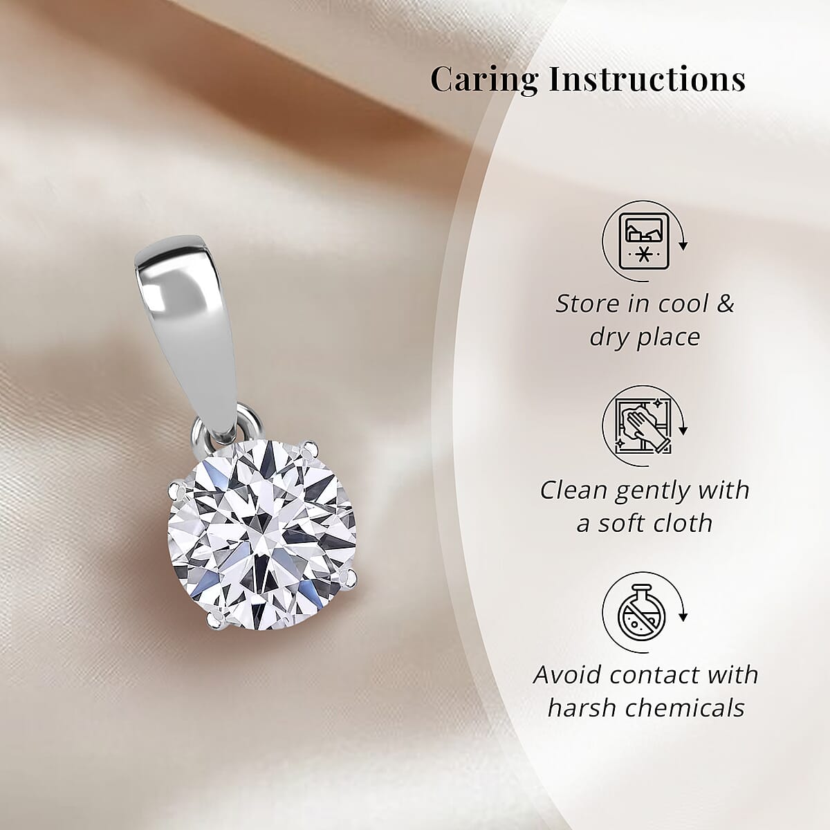 Luxuriant Lab Grown Diamond E-F VS Solitaire 0.50 ctw Pendant Necklace in Rhodium Over Sterling Silver 20 Inches  image number 7