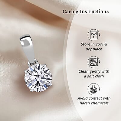 Luxuriant Lab Grown Diamond E-F VS Solitaire 0.50 ctw Pendant Necklace in Rhodium Over Sterling Silver 20 Inches 