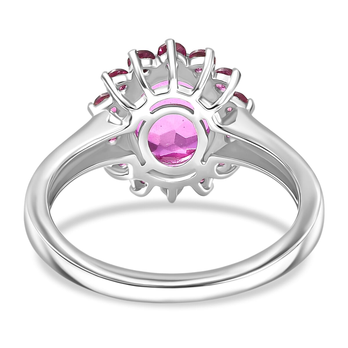 Ever True African Lilac Quartz (Triplet), Orissa Rhodolite Garnet 5.50 ctw Ring (Size 11.0) and Pendant in Platinum Bond with Stainless Steel Necklace 20 inches image number 3