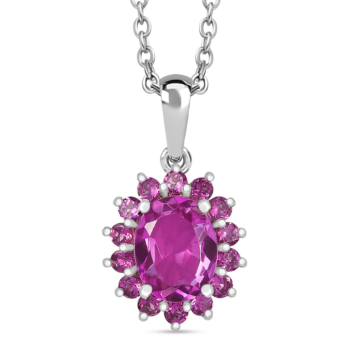 Ever True African Lilac Quartz (Triplet), Orissa Rhodolite Garnet 5.50 ctw Ring (Size 11.0) and Pendant in Platinum Bond with Stainless Steel Necklace 20 inches image number 4