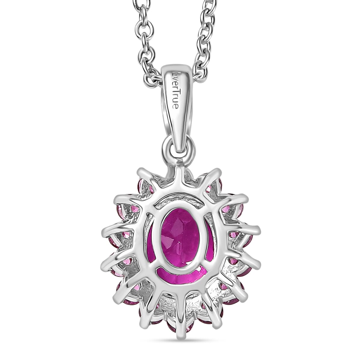 Ever True African Lilac Quartz (Triplet), Orissa Rhodolite Garnet 5.50 ctw Ring (Size 11.0) and Pendant in Platinum Bond with Stainless Steel Necklace 20 inches image number 6