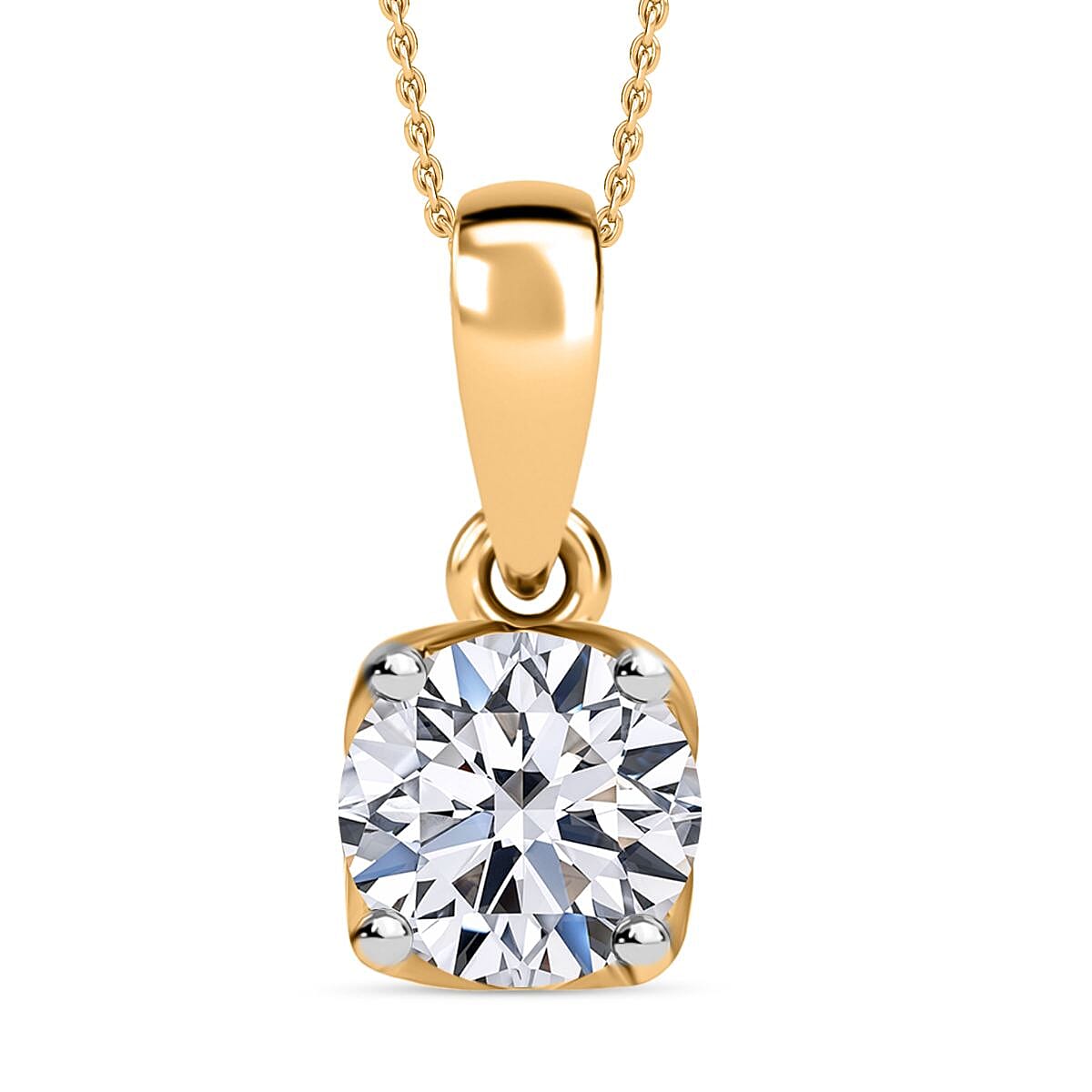 Luxuriant Lab Grown Diamond G-H SI 0.50 ctw Pendant Necklace (20 Inches) in Vermeil Yellow Gold Over Sterling Silver