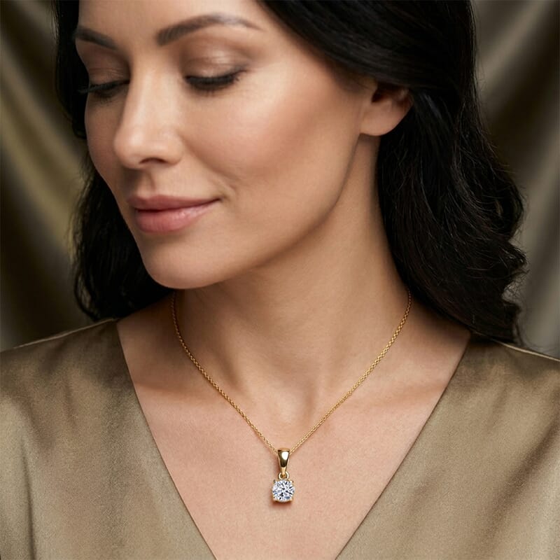 Luxuriant Lab Grown Diamond G-H SI 0.50 ctw Pendant Necklace (20 Inches) in Vermeil Yellow Gold Over Sterling Silver