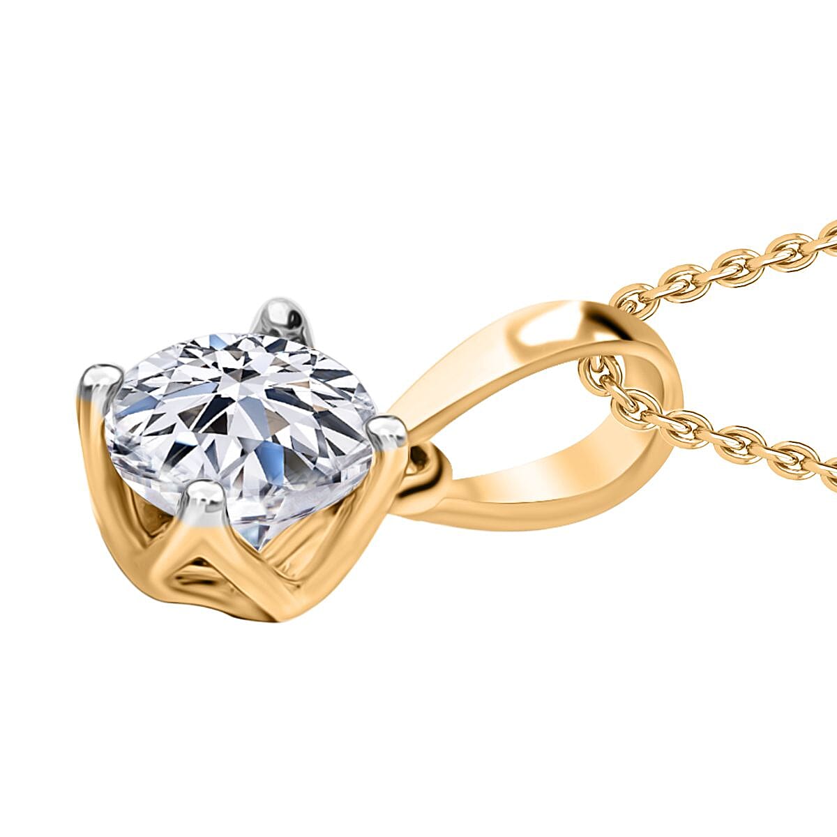 Luxuriant Lab Grown Diamond G-H SI 0.50 ctw Pendant Necklace (20 Inches) in Vermeil Yellow Gold Over Sterling Silver