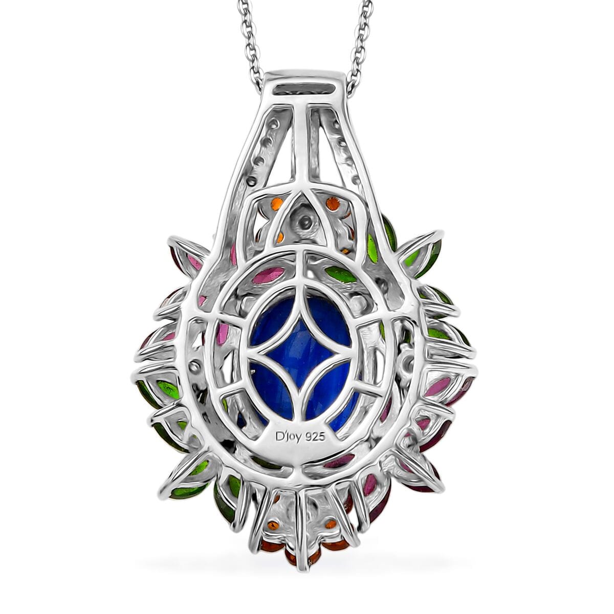 D'Joy Kashmir Kyanite and Multi Gemstone 7.75 ctw Pendant Necklace in Rhodium Over Sterling Silver 20 Inches image number 4