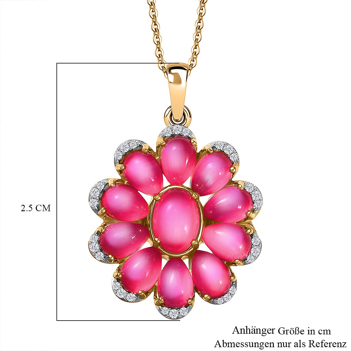 Mulberry Moonstone and White Zircon 7.25 ctw Pendant Necklace in 18K Vermeil Yellow Gold Over Sterling Silver 18 Inches  image number 5