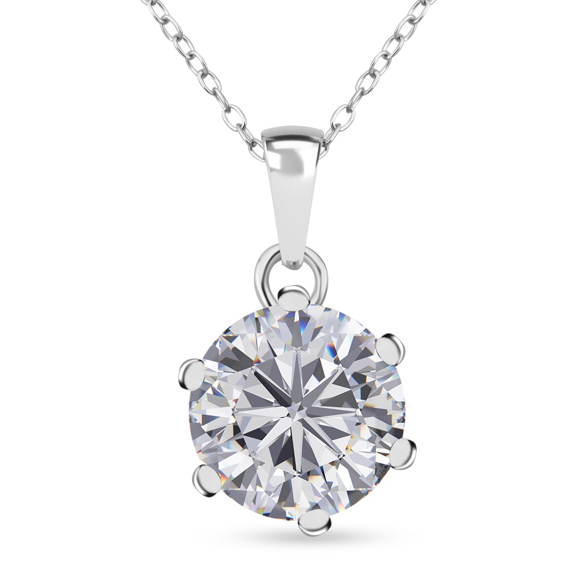 D'Joy Moissanite 3.50 ctw Crown Pendant Necklace in Rhodium Over Sterling Silver 20 Inches image number 0