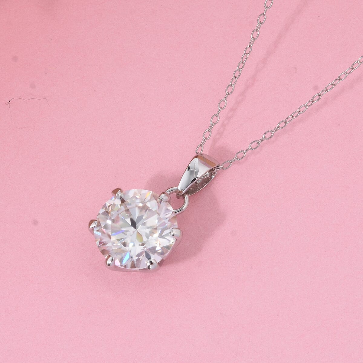 D'Joy Moissanite 3.50 ctw Crown Pendant Necklace in Rhodium Over Sterling Silver 20 Inches image number 1
