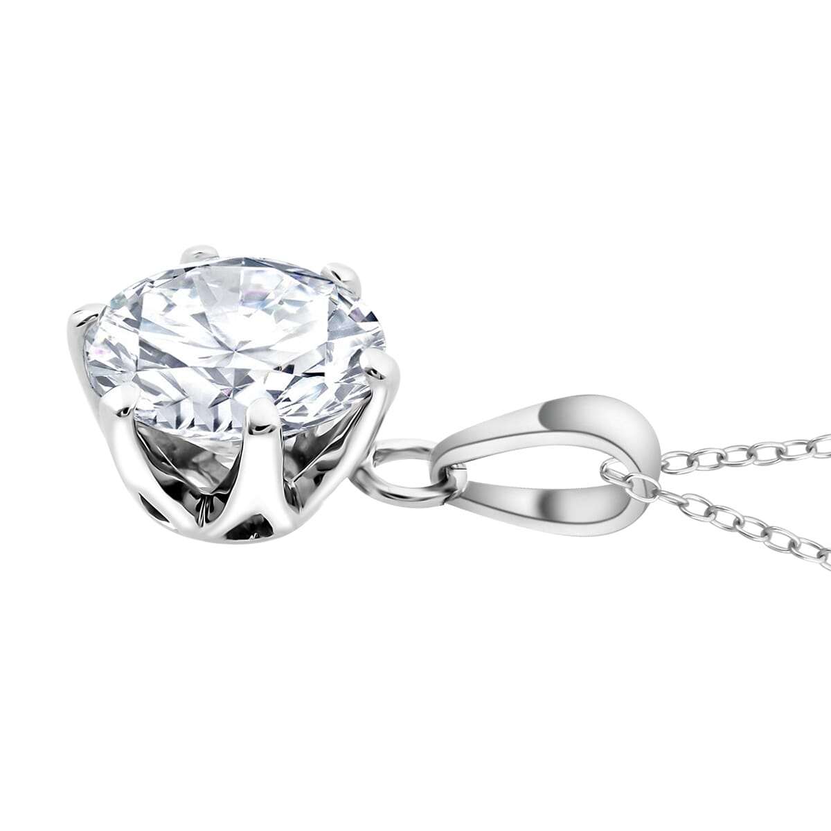 D'Joy Moissanite 3.50 ctw Crown Pendant Necklace in Rhodium Over Sterling Silver 20 Inches image number 3