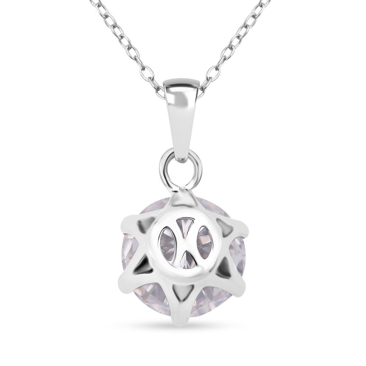 D'Joy Moissanite 3.50 ctw Crown Pendant Necklace in Rhodium Over Sterling Silver 20 Inches image number 4