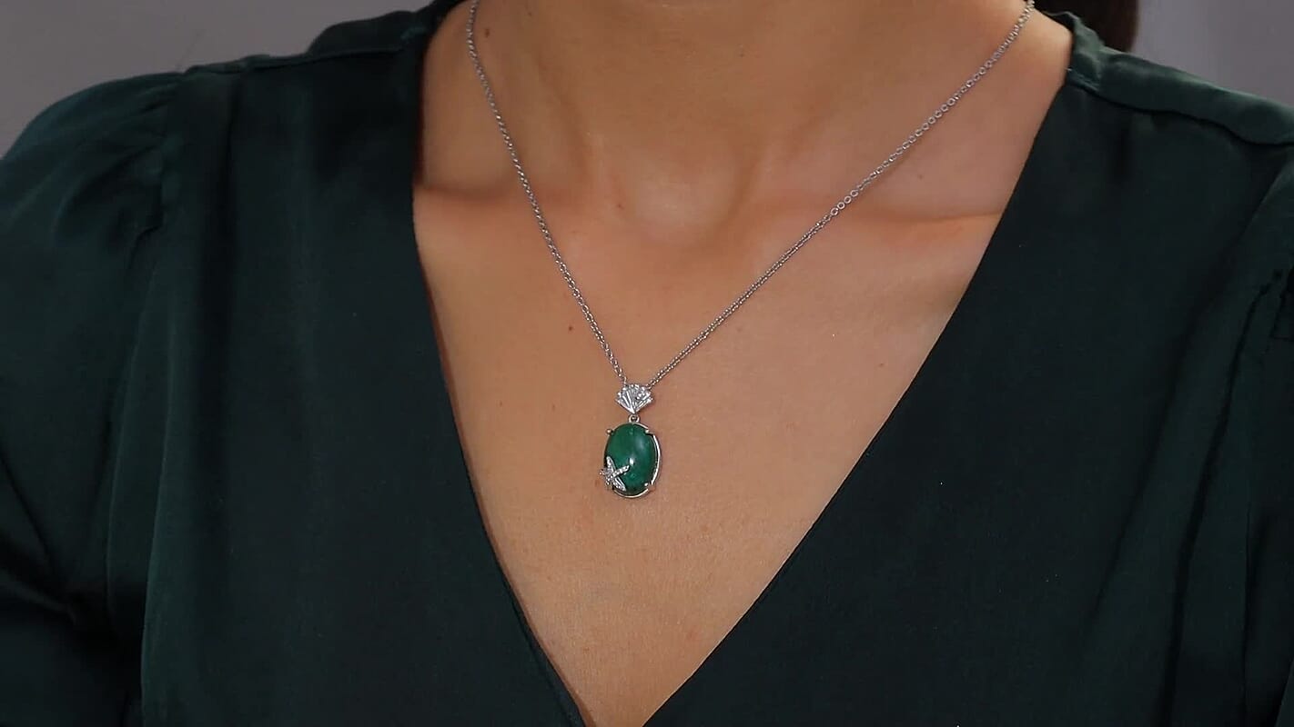 EverTrue Chrysocolla and Multi Gemstone 11.70 ctw Starfish Pendant in Platinum Bond with Stainless Steel Necklace 20 Inches
