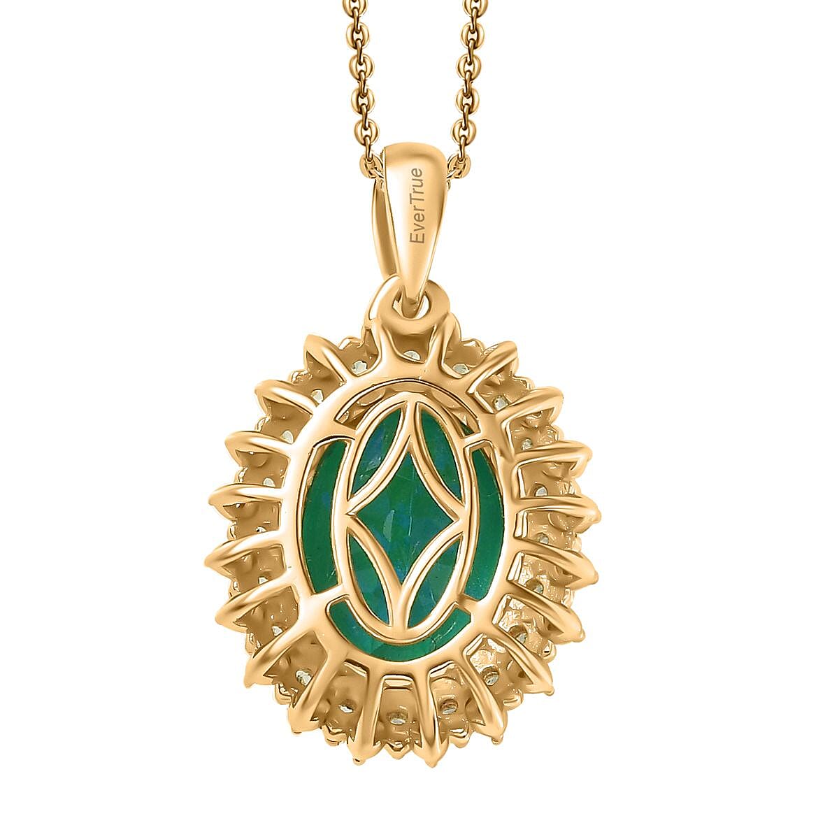 EverTrue Peacock Quartz (Triplet) and Multi Gemstone 6.50 ctw Peacock Feathers Pendant in 18K YG Plated with ION Plated YG Stainless Steel Necklace 20 Inches