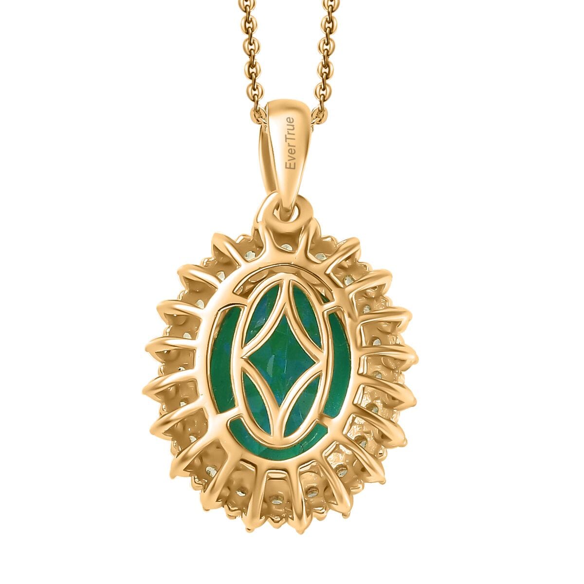 Ever True Peacock Quartz (Triplet) and Multi Gemstone 6.50 ctw Peacock Feathers Pendant in 18K YG Plated with ION Plated YG Stainless Steel Necklace 20 Inches image number 4