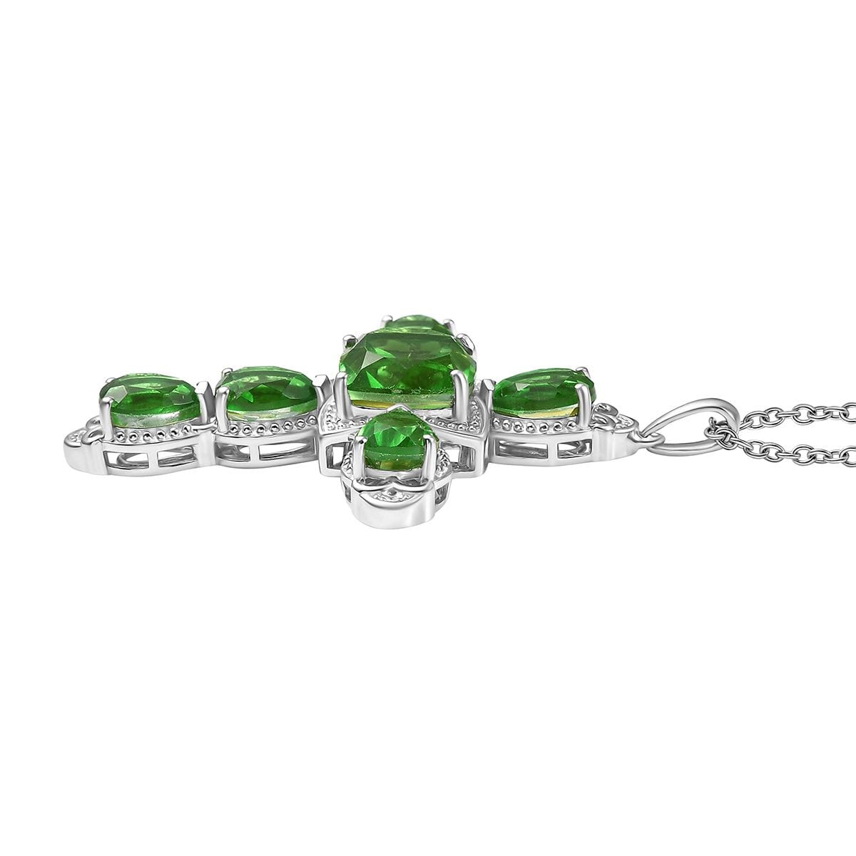 D'Joy Chartreuse Quartz (Triplet) 11.10 ctw Cross Pendant Necklace in Platinum Over Sterling Silver 20 Inches image number 3