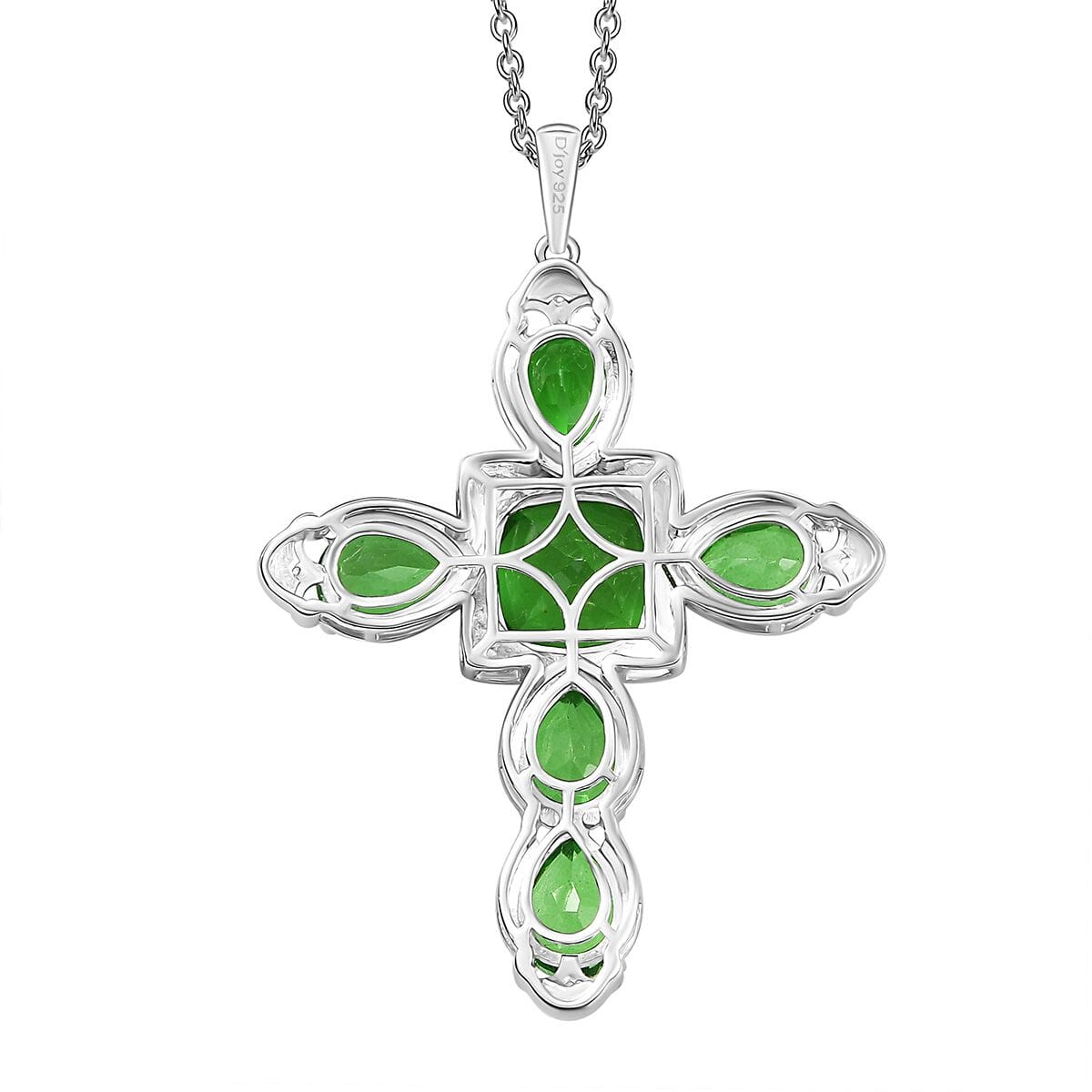D'Joy Chartreuse Quartz (Triplet) 11.10 ctw Cross Pendant Necklace in Platinum Over Sterling Silver 20 Inches image number 4