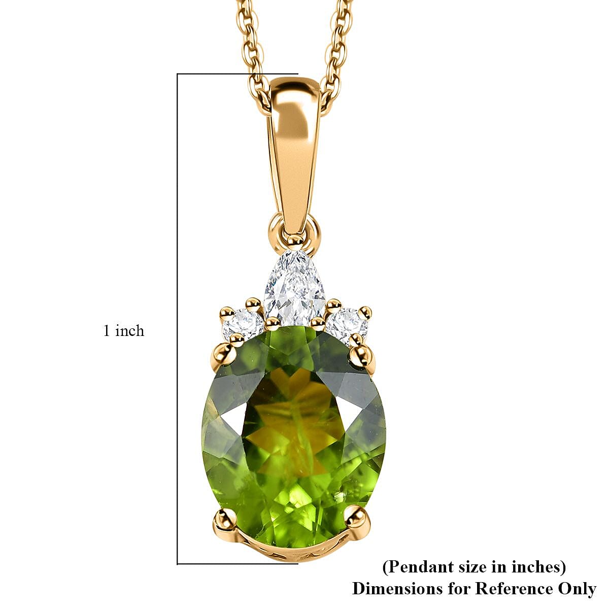 D'Joy Premium Hebei Peridot and Moissanite 4.00 ctw Celestial Radiance Pendant Necklace 20 Inches in 18K Vermeil Yellow Gold Over Sterling Silver