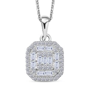 Luxuriant Lab Grown Diamond SI 0.50 ctw Art Deco Pendant Necklace 20 Inches in Rhodium Over Sterling Silver 
