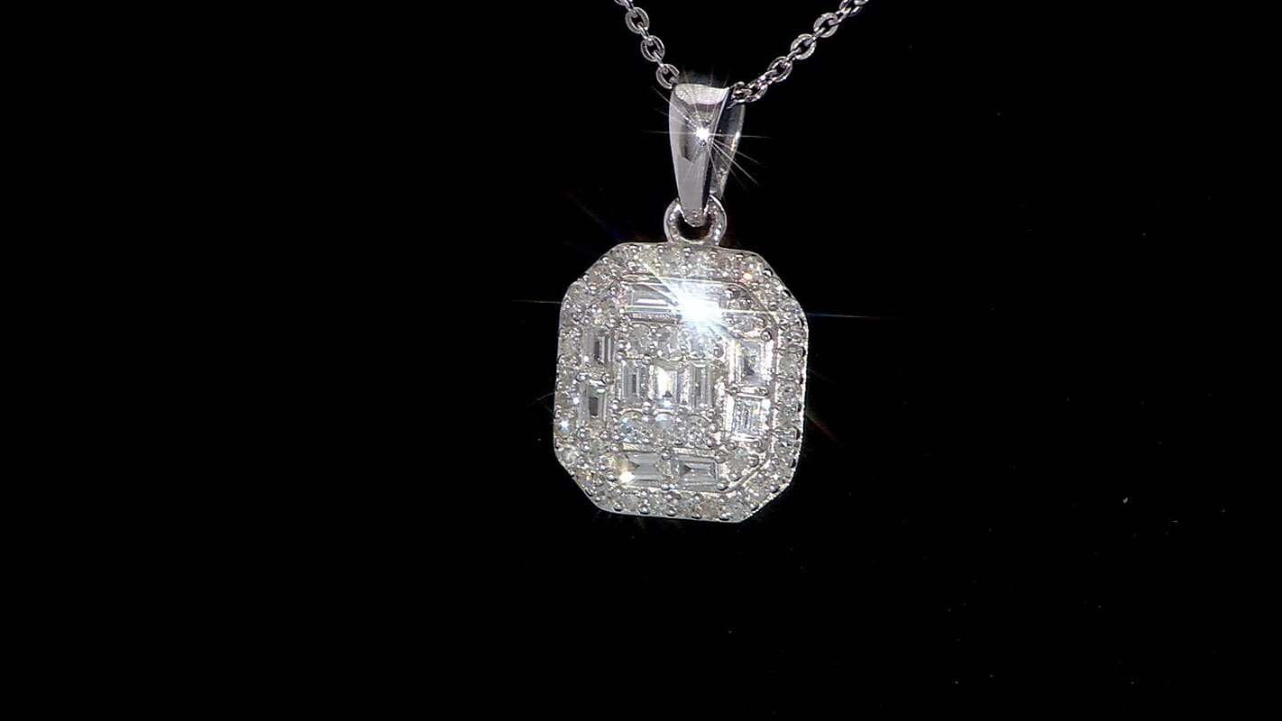 Luxuriant Lab Grown Diamond SI 0.50 ctw Art Deco Pendant Necklace 20 Inches in Rhodium Over Sterling Silver