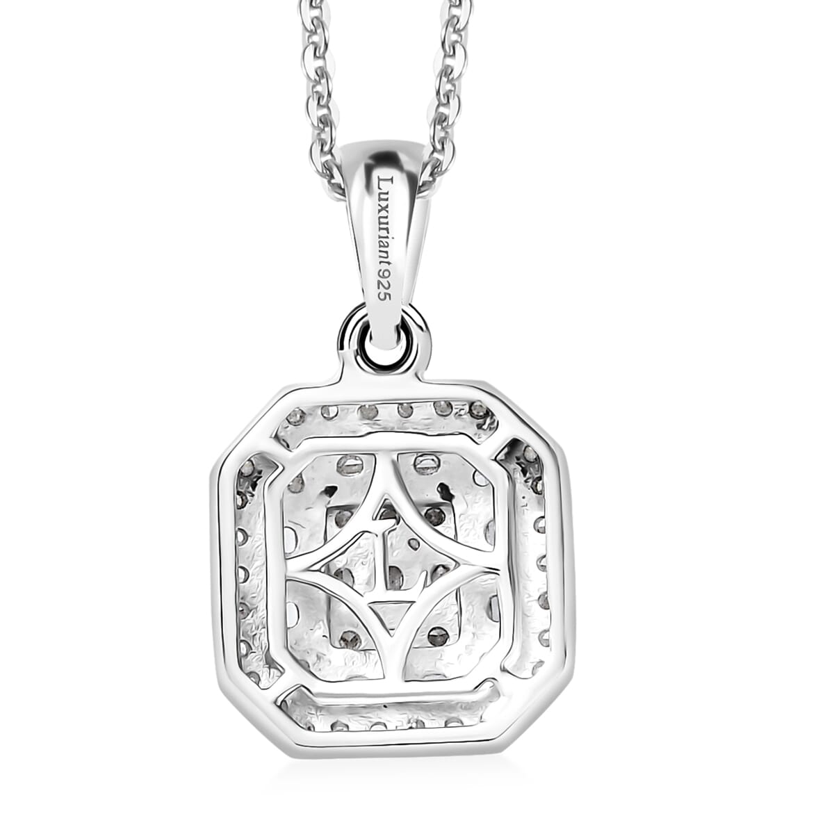 Luxuriant Lab Grown Diamond SI 0.50 ctw Art Deco Pendant Necklace 20 Inches in Rhodium Over Sterling Silver  image number 4