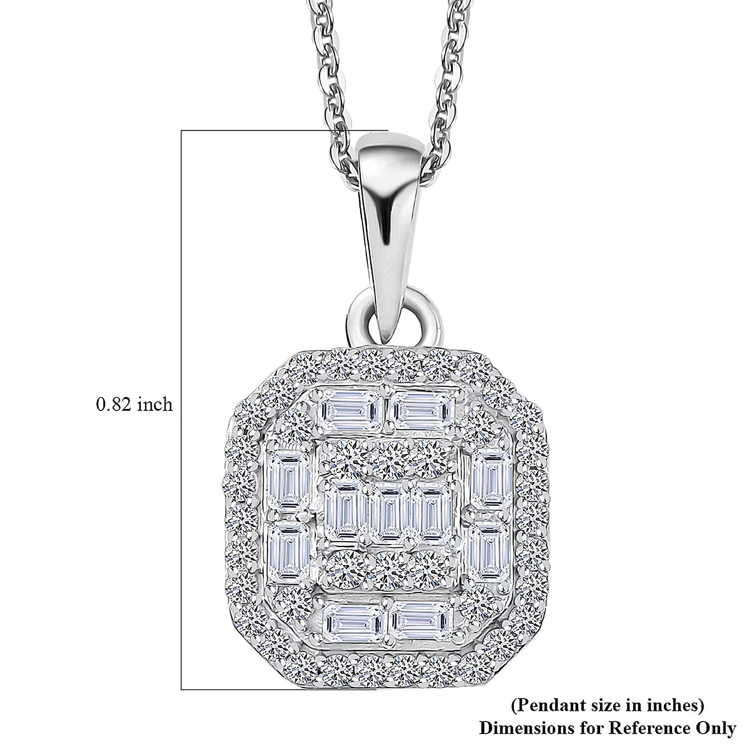 Luxuriant Lab Grown Diamond SI 0.50 ctw Art Deco Pendant Necklace 20 Inches in Rhodium Over Sterling Silver 