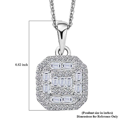 Luxuriant Lab Grown Diamond SI 0.50 ctw Art Deco Pendant Necklace 20 Inches in Rhodium Over Sterling Silver 