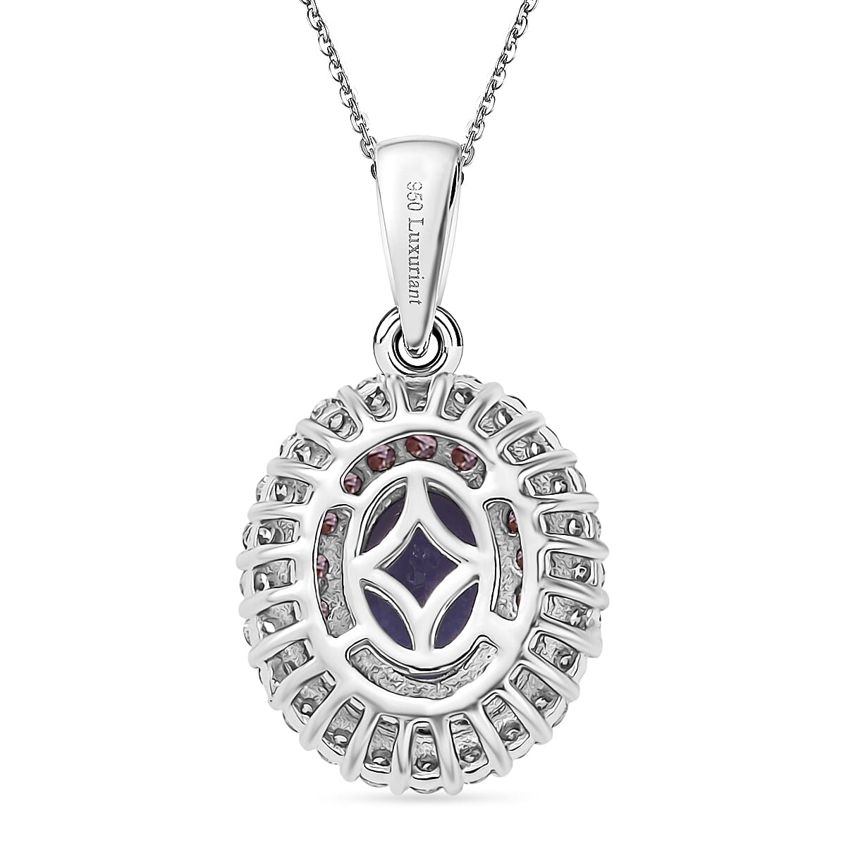 Premium Tanzanite, Luxuriant Lab Grown Pink Diamond (IR) and Lab Grown Diamond 1.45 ctw Twilight Reverie Pendant Necklace 20 Inches in Rhodium Over Sterling Silver
