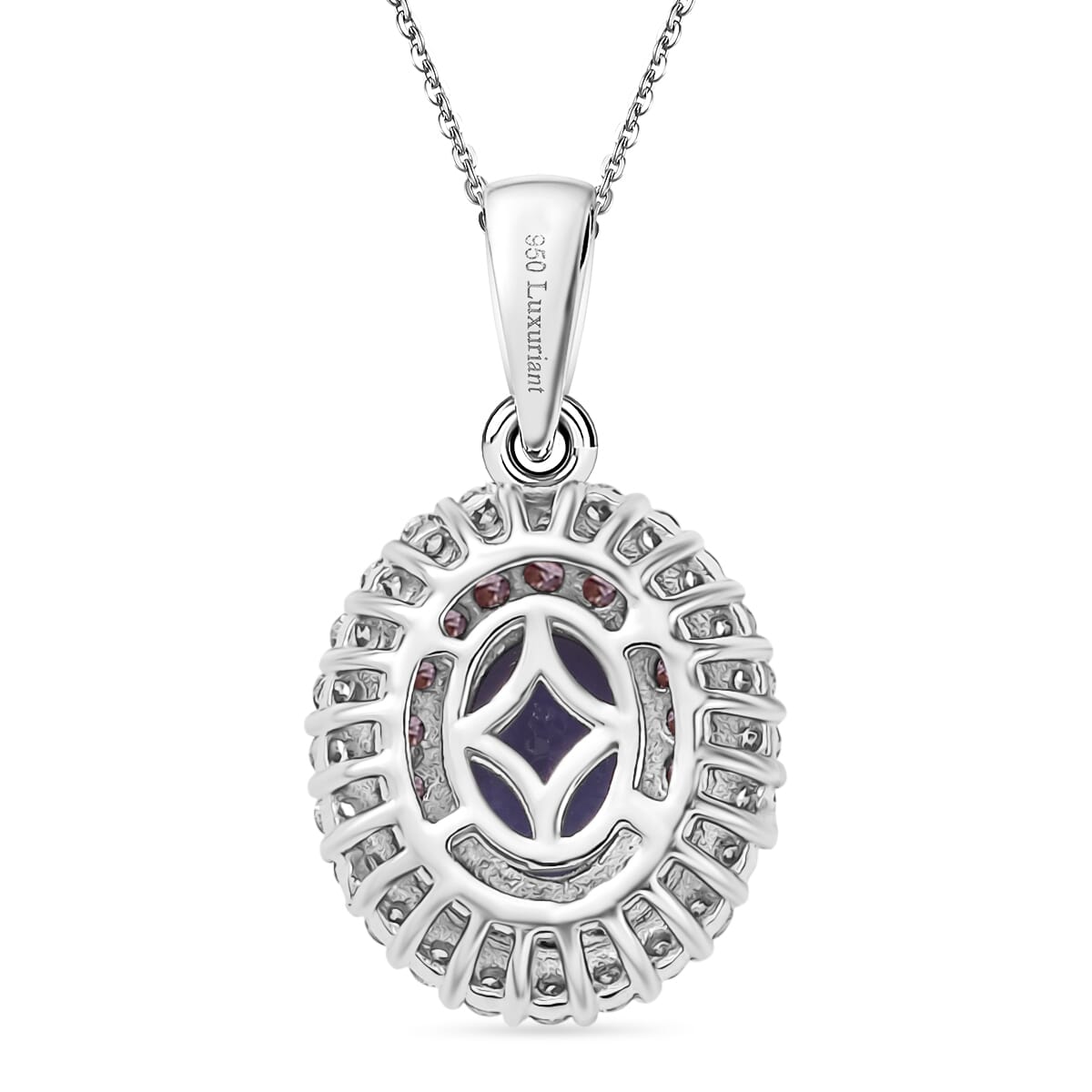 Premium Tanzanite, Luxuriant Lab Grown Pink Diamond (IR) and Lab Grown Diamond 1.45 ctw Twilight Reverie Pendant Necklace 20 Inches in Rhodium Over Sterling Silver image number 4