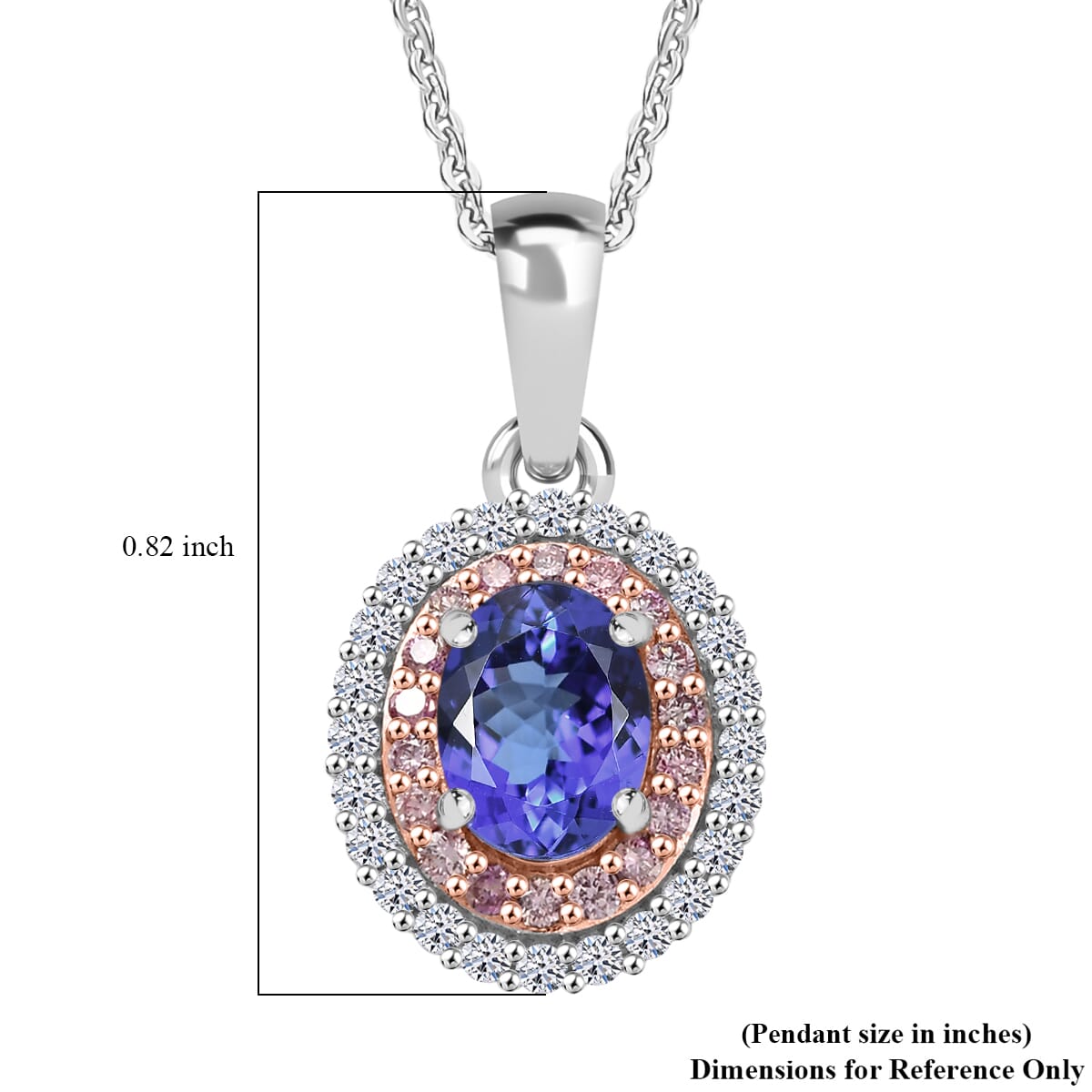 Premium Tanzanite, Luxuriant Lab Grown Pink Diamond (IR) and Lab Grown Diamond 1.45 ctw Twilight Reverie Pendant Necklace 20 Inches in Rhodium Over Sterling Silver image number 6