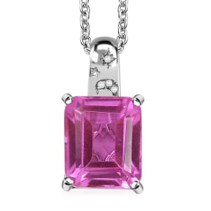 Ever True Patroke Quartz and White Zircon 7.00 ctw Celestial Glow Pendant in Platinum Bond with Stainless Steel Necklace 20 Inches