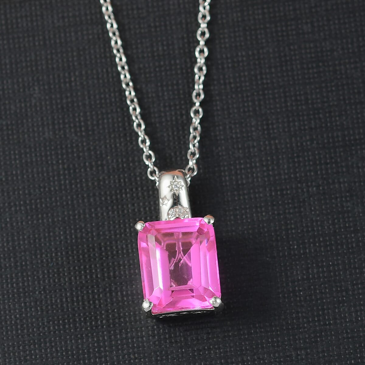 Ever True Patroke Quartz and White Zircon 7.00 ctw Celestial Glow Pendant in Platinum Bond with Stainless Steel Necklace 20 Inches image number 1
