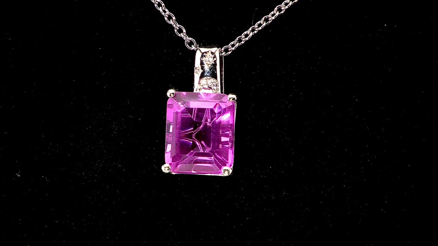 EverTrue Patroke Quartz and White Zircon 7.00 ctw Celestial Glow Pendant in Platinum Bond with Stainless Steel Necklace 20 Inches